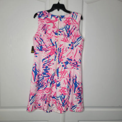Taylor Dress Summer Sleeveless Size 14 Stretch Casual Shift Pink Blue Geometric