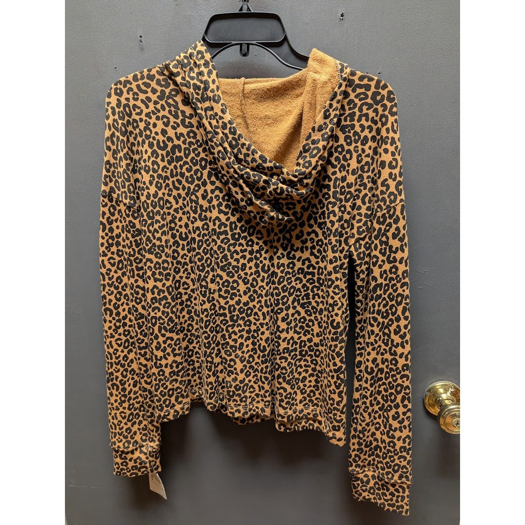 NEW Harper Canyon Girls Leopard Print Lightweight Pullover Hoodie Sweatshirt Top