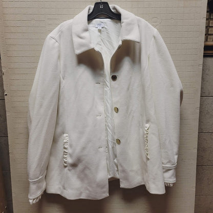 Crown & Ivy Ivory White Peacoat Bow detail Size XXL Ruffles Long Jacket $119