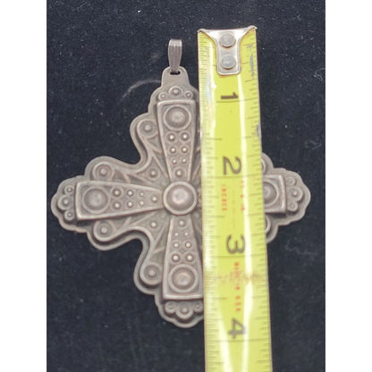 Vintage Reed Barton 1972 Christmas Cross Sterling Silver Pendant Renaissance Revival