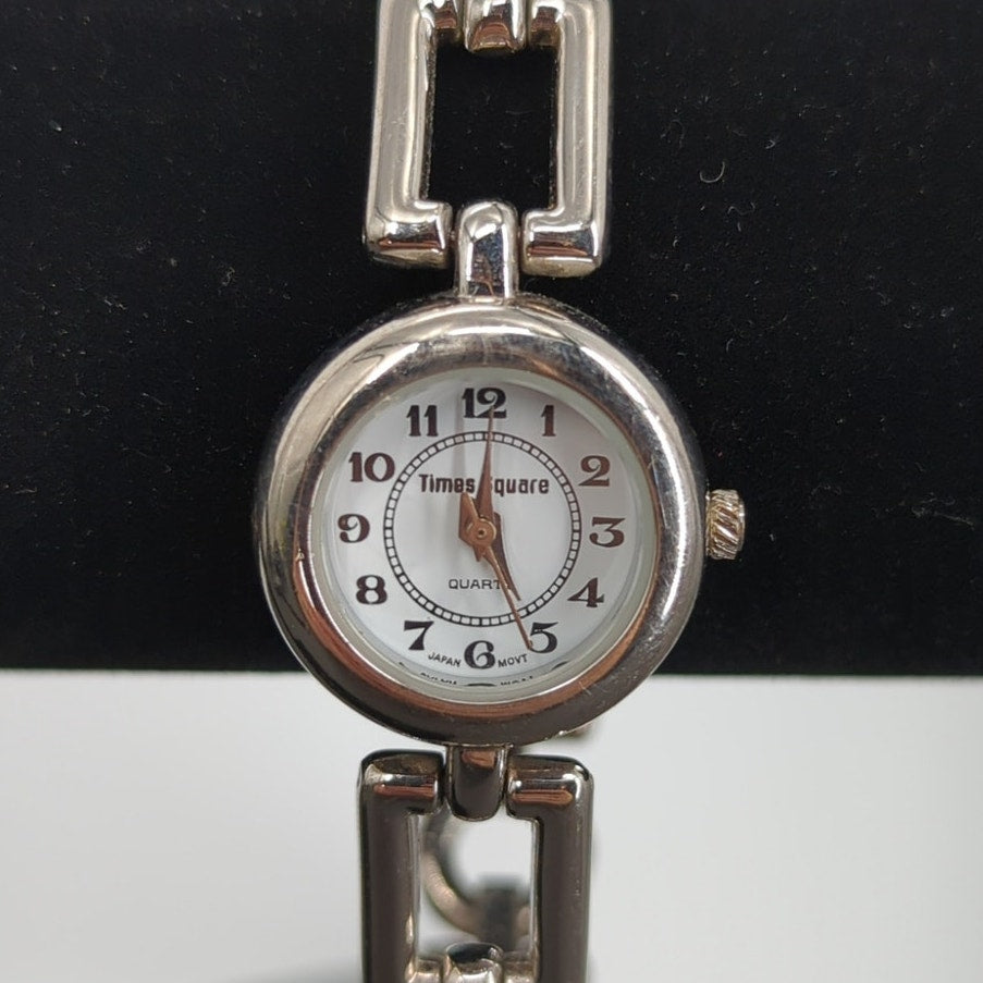 Vintage Times Square Geometric Bracelet Watch Silver Needs battery