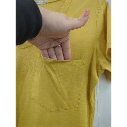 Another Love Size XS Mustard Yellow Vneck Round Hem lightweight short Sleeve Top