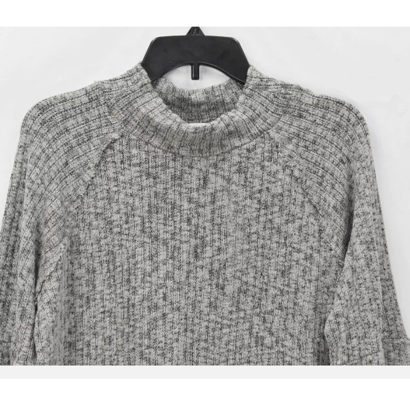 White Willow MEDIUM Blk.wh Cotton Blend Mock Neck Long Sleeve Pullover Sweater