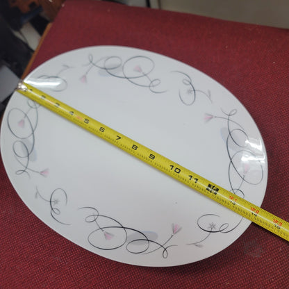 Sango Patrician Floral Abstract Replacement Oval Serving Platter Gray Pink Black