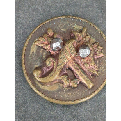 LOT RR of 10 Antique Vintage Victorian Brass Mixed Materials Buttons ESTATE FIND
