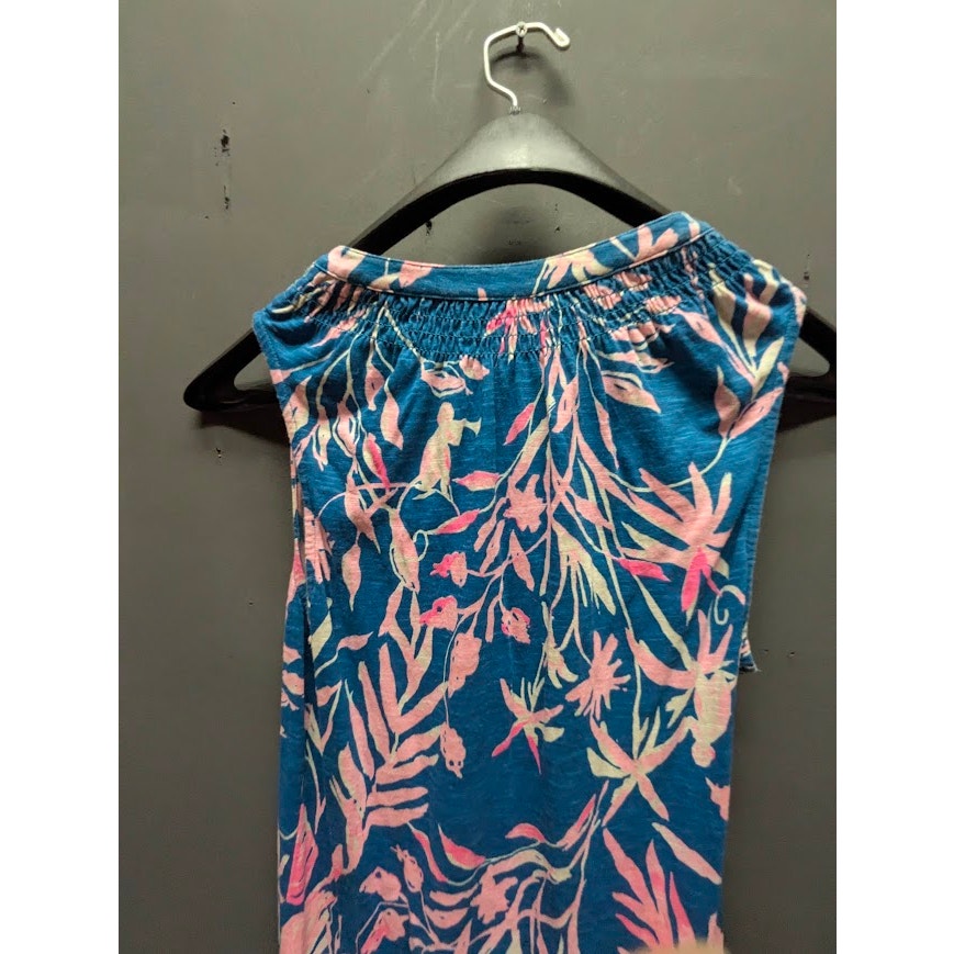 Lilly Pulitzer Essie Maxi Dress Blue Pink Floral Cotton Size Medium Resort