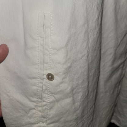 Eileen Fisher Small White Blouse Tunic Dress Button Up collar Linen 3/4 Sleeve
