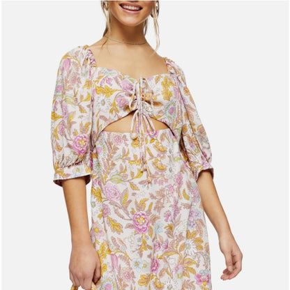 NEW TOPSHOP Topshop Floral Cutout Midi Dress Size 2 Extra Small