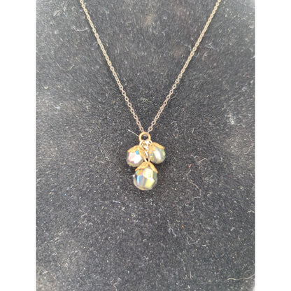 Vintage Iridescent Aurora Borealis Crystal Necklace and Clip On Earring Set
