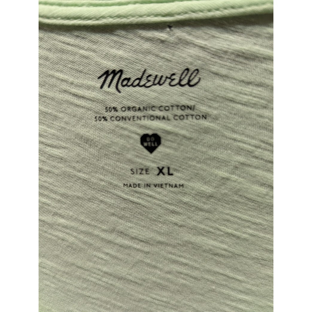 madewell green Vneck cotton Tshirt top short sleeve NEW casual travel size XL