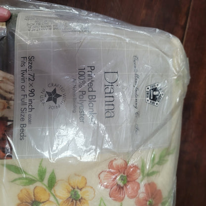 VINTAGE Owen Manufacturing Printed Floral Polyester Full Blanket Coverlet NEW