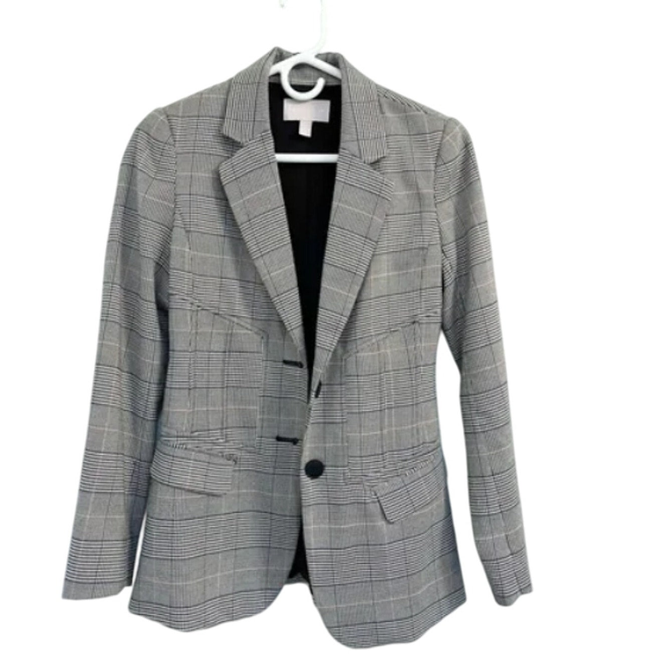 Chelsea28 Size XS Single Breasted Glen Plaid Blazer Jacket equestrian style NEW