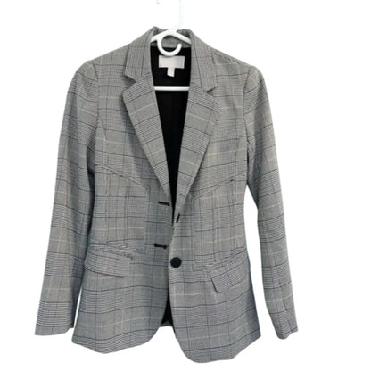 Chelsea28 Size XS Single Breasted Glen Plaid Blazer Jacket equestrian style NEW