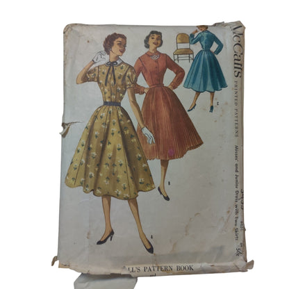 Vintage McCall’s 3435 Full Skirt Dress Sewing Pattern 1950s Mid Century Style 14