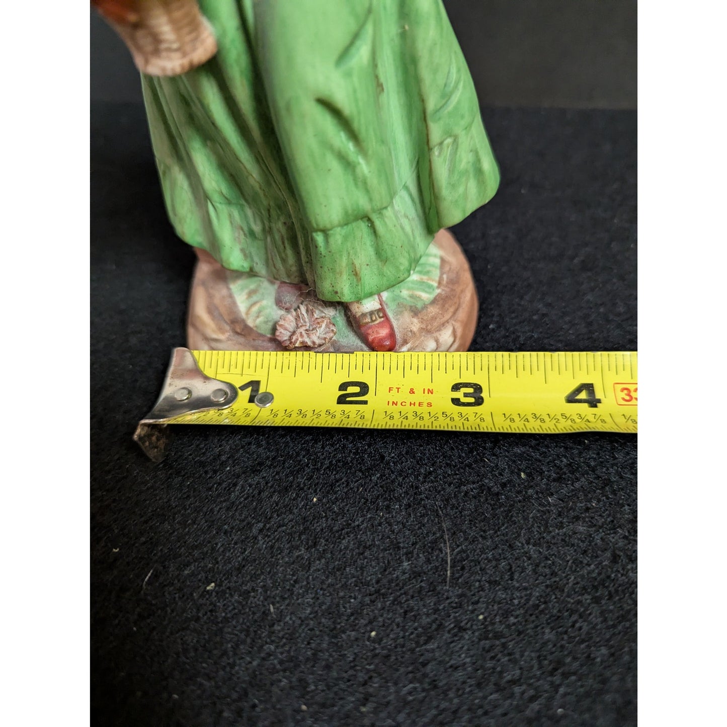 Vintage Bisque Porcelain Peasant Girl Figurine with Flower Basket