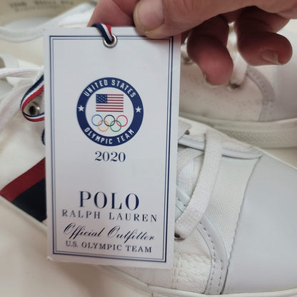 Polo Ralph Lauren White REd Blue Sneakers Trainers 10-5 D Olympic Team NEW