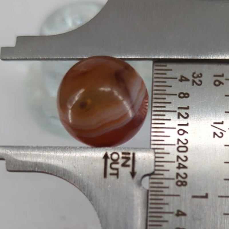 Antique German Hand Ground Banded Carnelian Agate Stone Marble 11/16" #BOXA1