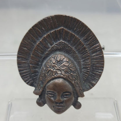 Vintage Finnish Brutalist Cast Bronze Brooch Pin Scandinavian Modernist Queen