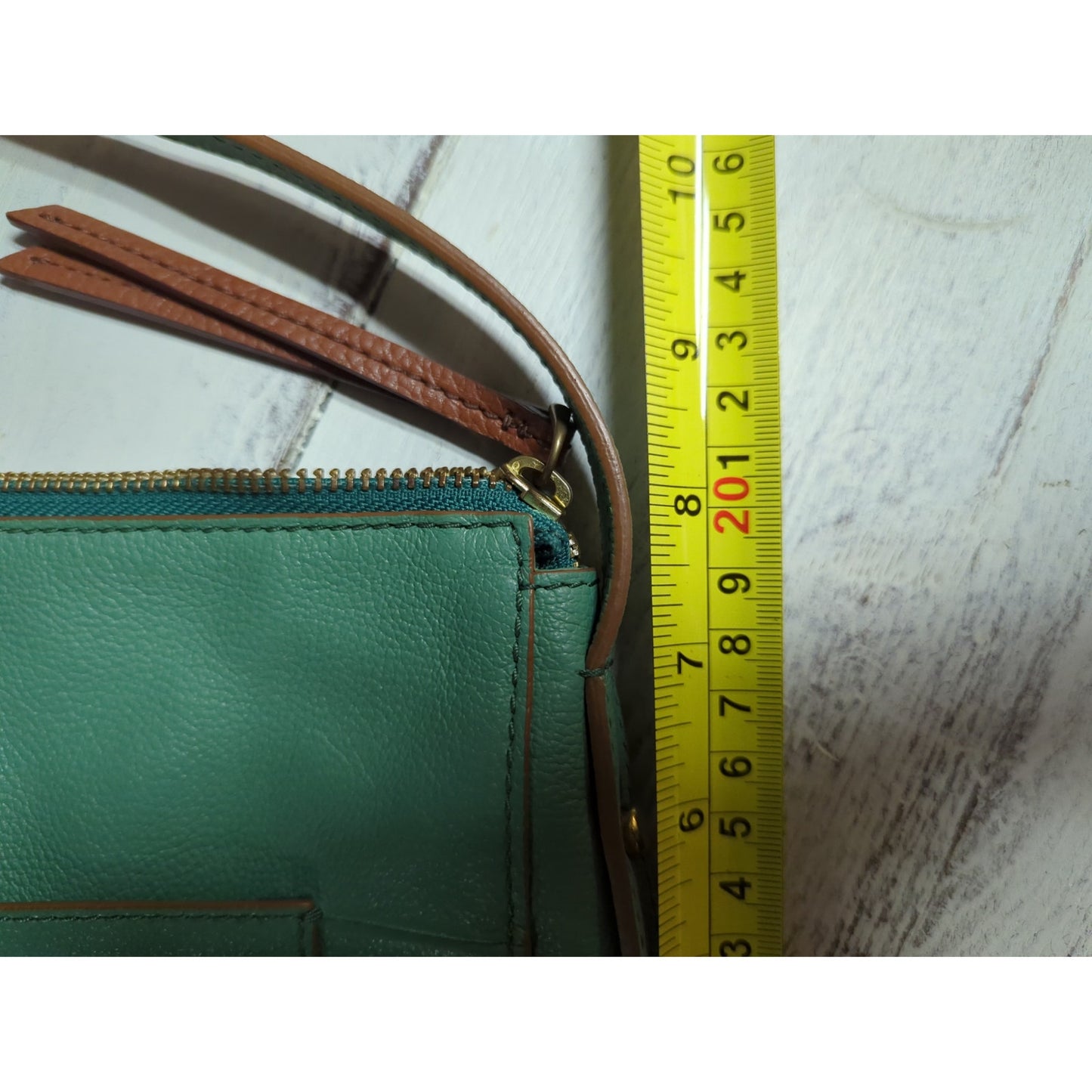 Fossil Heritage Green Pebbled Leather Crossbody Bag Travel Lightweight