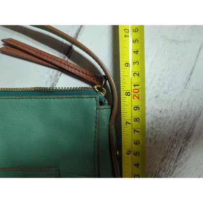 Fossil Heritage Green Pebbled Leather Crossbody Bag Travel Lightweight