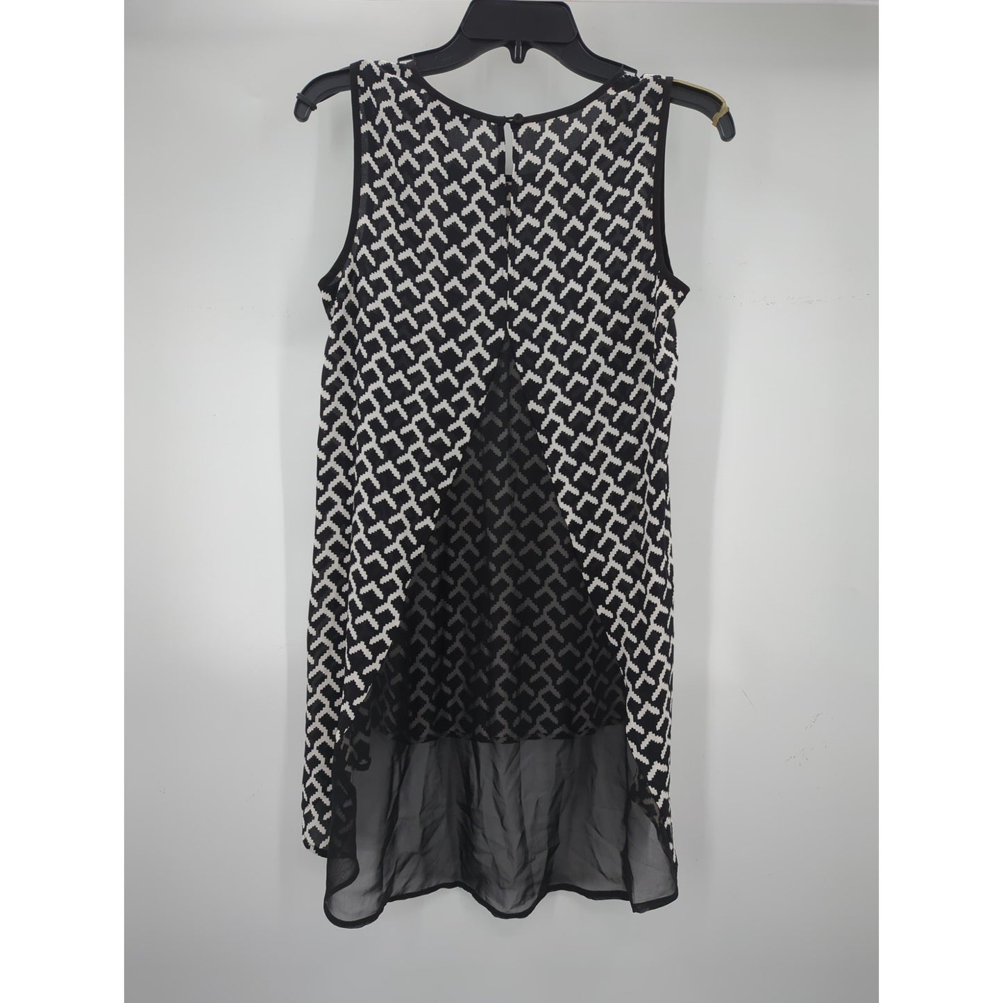 The Limited Black & White Geometric Split Back Tunic Tank Top Small