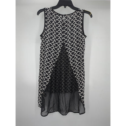 The Limited Black & White Geometric Split Back Tunic Tank Top Small