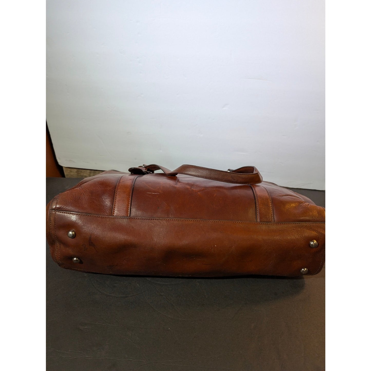 Vintage Fossil Estate Leather Duffle Satchel 75082 Brown Heritage Boho well worn