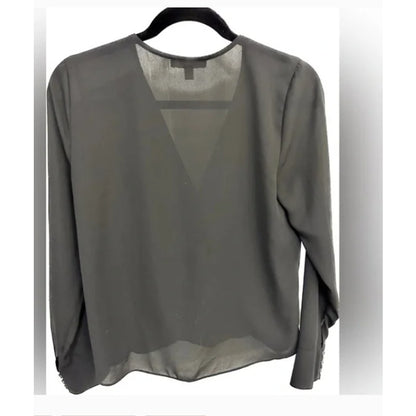 Chelsea28 Faux Wrap Black Sheer Blouse Top V Neck Long Sleeve Size XL Womens NEW