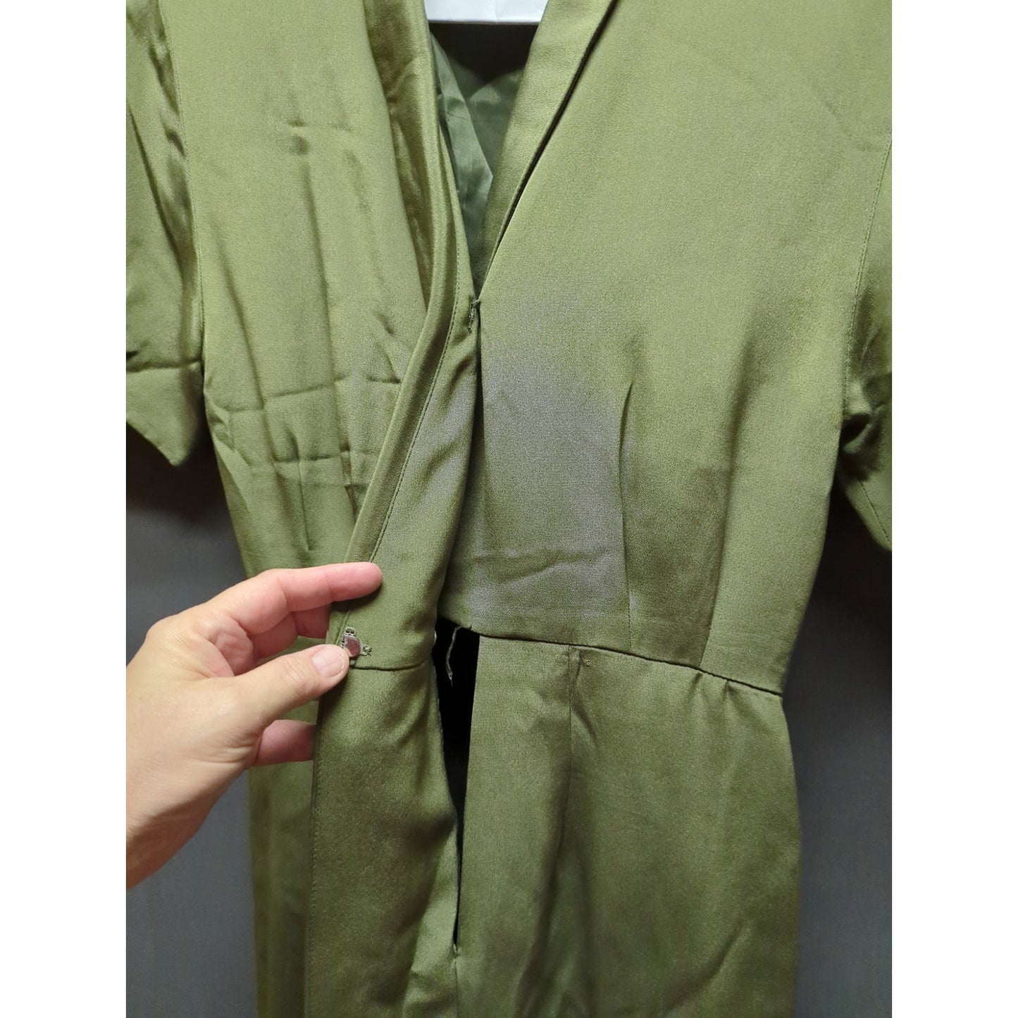 Vintage 80s Gillian Petites Olive Silk Blazer Faux Wrap Dress 2 Petite Career