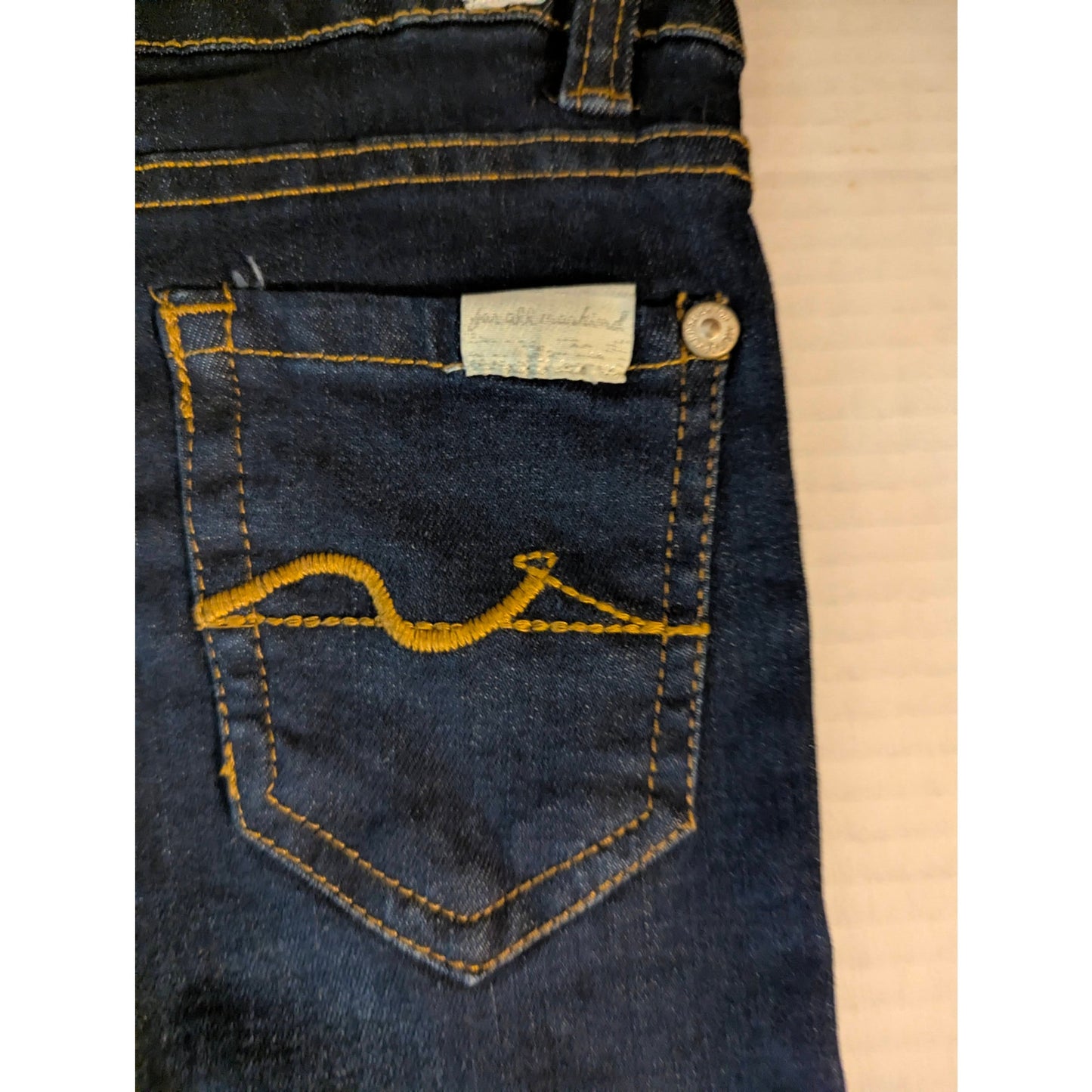 7 For All Mankind Girls Blue Pearl Dark Wash Skinny Jeans Size 6 NWT