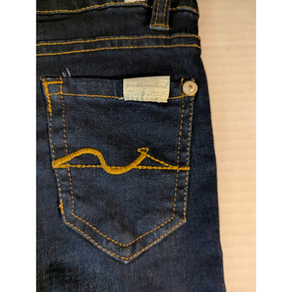 7 For All Mankind Girls Blue Pearl Dark Wash Skinny Jeans Size 6 NWT