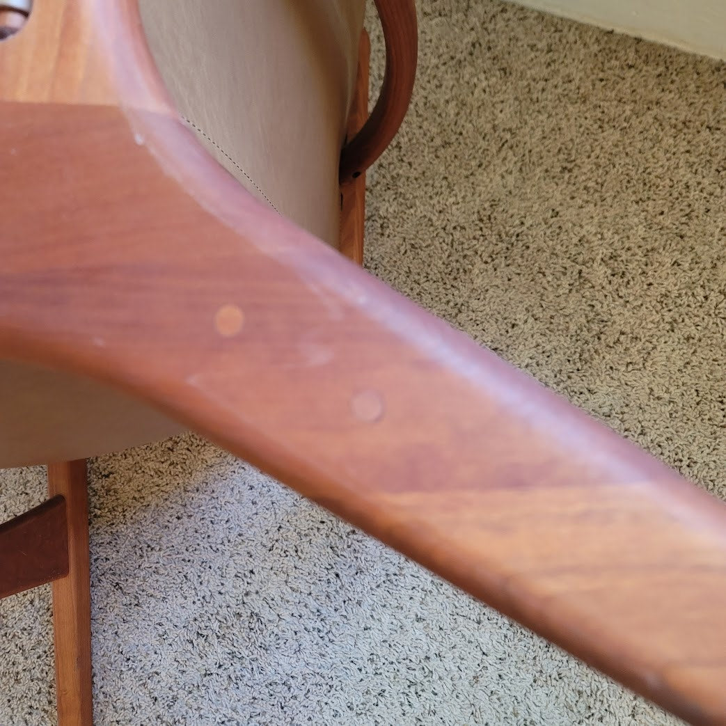 Secondhand Sandies: Lars Modernist Walnut and Leather Chair. Great Detail MCM style