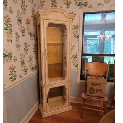 SECONDHAND SANDIES: French Provincial Narrow Curio Tall Glass Display Cabinet Hutch