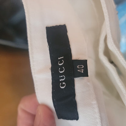 Vintage GUCCI Ankle white jeans green red belt detail EU 40 US 8 Silver Rivet