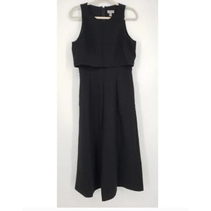 Chelsea28 Popover Crop Wide Leg Jumpsuit A-Line One Piece small Black NEW