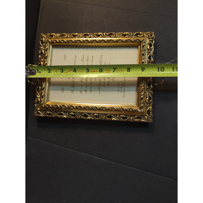 Vintage Ornate Gold Metal Picture Frame 1968 Fiftieth Anniversary Invitation