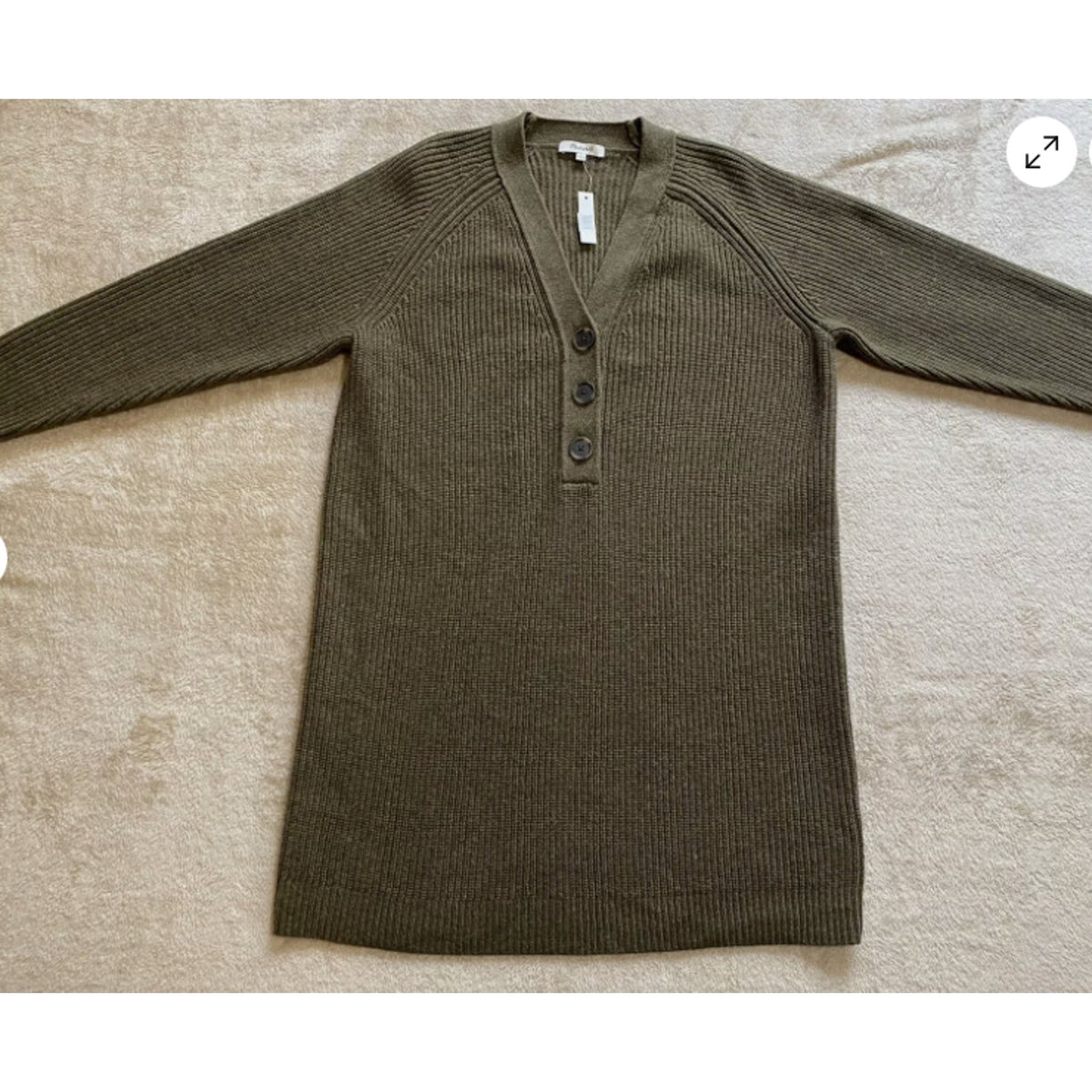 Henley Sweater Dress Heather Elm Green Buttons Wool Retail Size XXS NEW