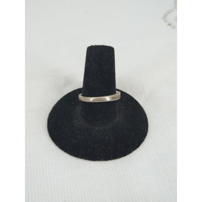 Vintage Minimalist 925 Silver Diamond Accent Stackable Band Ring