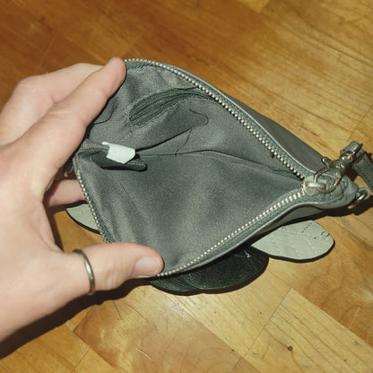 Depeche Mode Womens gray Wristlet with Flower Embellishment - 4x 7 - Zip Close