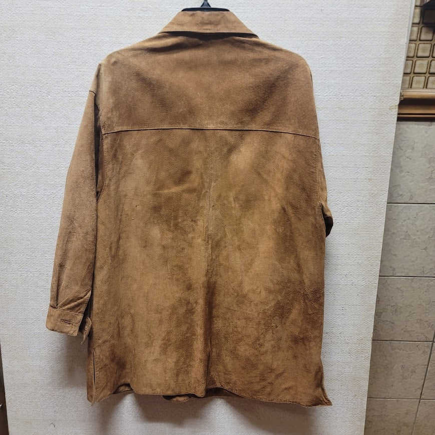 Spiegel Asset Leather Suede Brown Boho 8 Button Up Jacket Lined Pockets