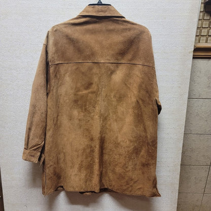 Spiegel Asset Leather Suede Brown Boho 8 Button Up Jacket Lined Pockets
