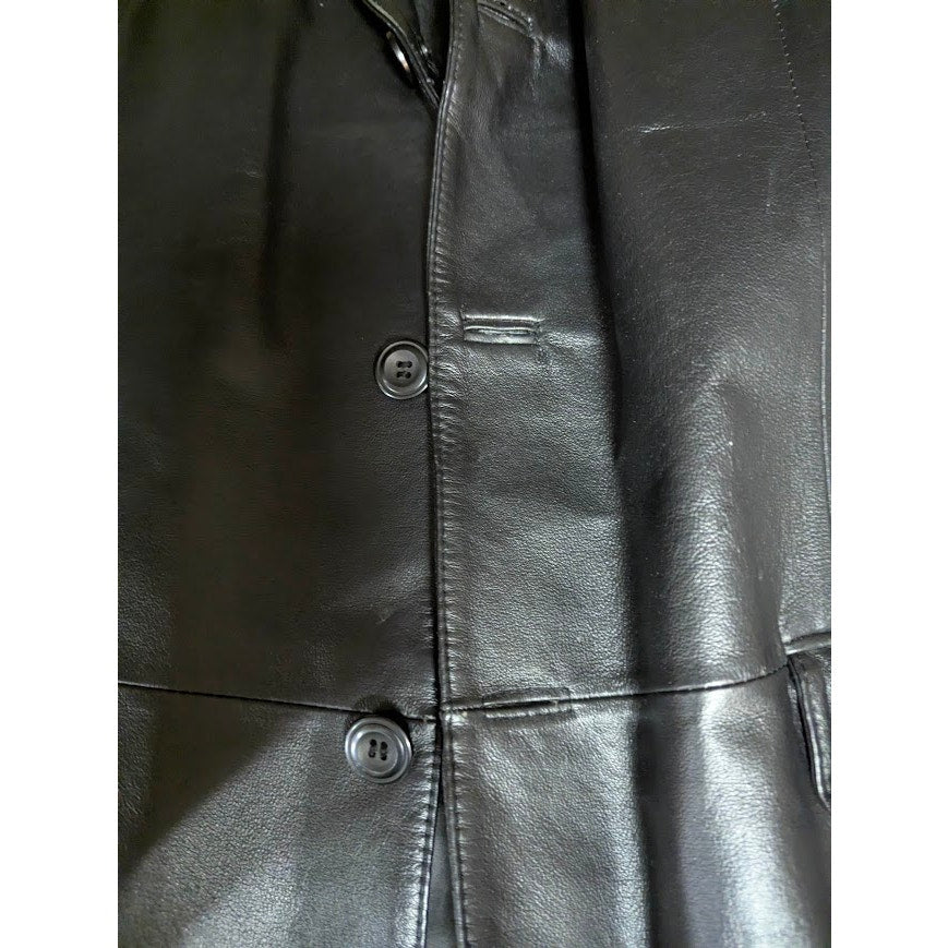 J. Ferrar Men's Black Genuine Leather Blazer Jacket Size Large 90s MatrixVibes
