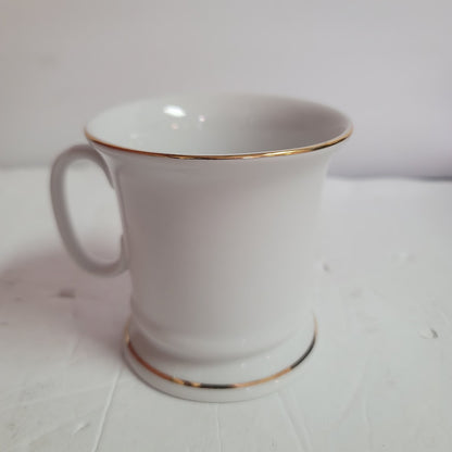 M.J. Hummel Germany Porcelain coffee cup mug white gold rimmed