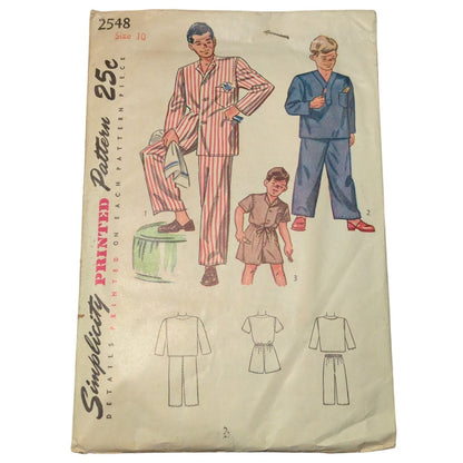 Simplicity 2548 Size 2 to 12 children's and boy' pajamas and robe sewing pattern