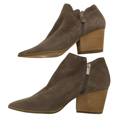 Vince Camuto Womens Nethera Perforated Suede Zip Ankle Booties Sz 10 Gray NWT