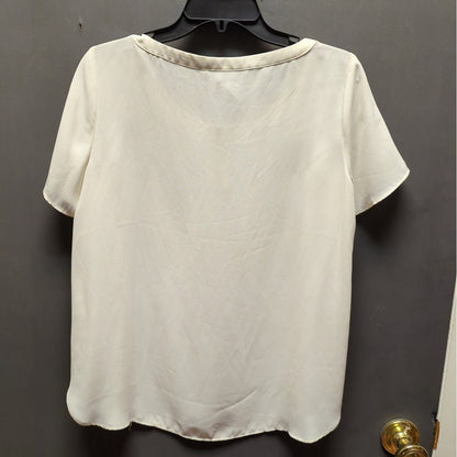 NWT Banana Republic Size Small Petite Career Off-White Trimmed Scoop Neck Blouse