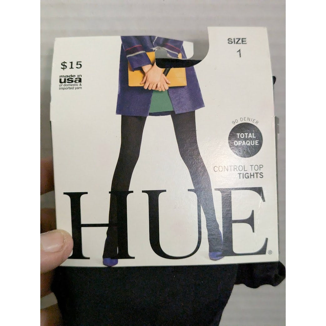 HUE black opaque control top tights size 1 Medium/Large