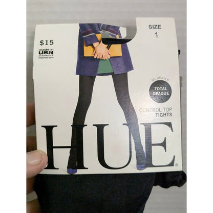HUE black opaque control top tights size 1 Medium/Large
