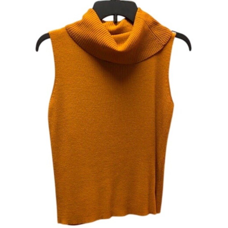 Eileen Fisher Sleeveless Cowl Neck Sweater Womens Small Marigold Wool Knit Vest