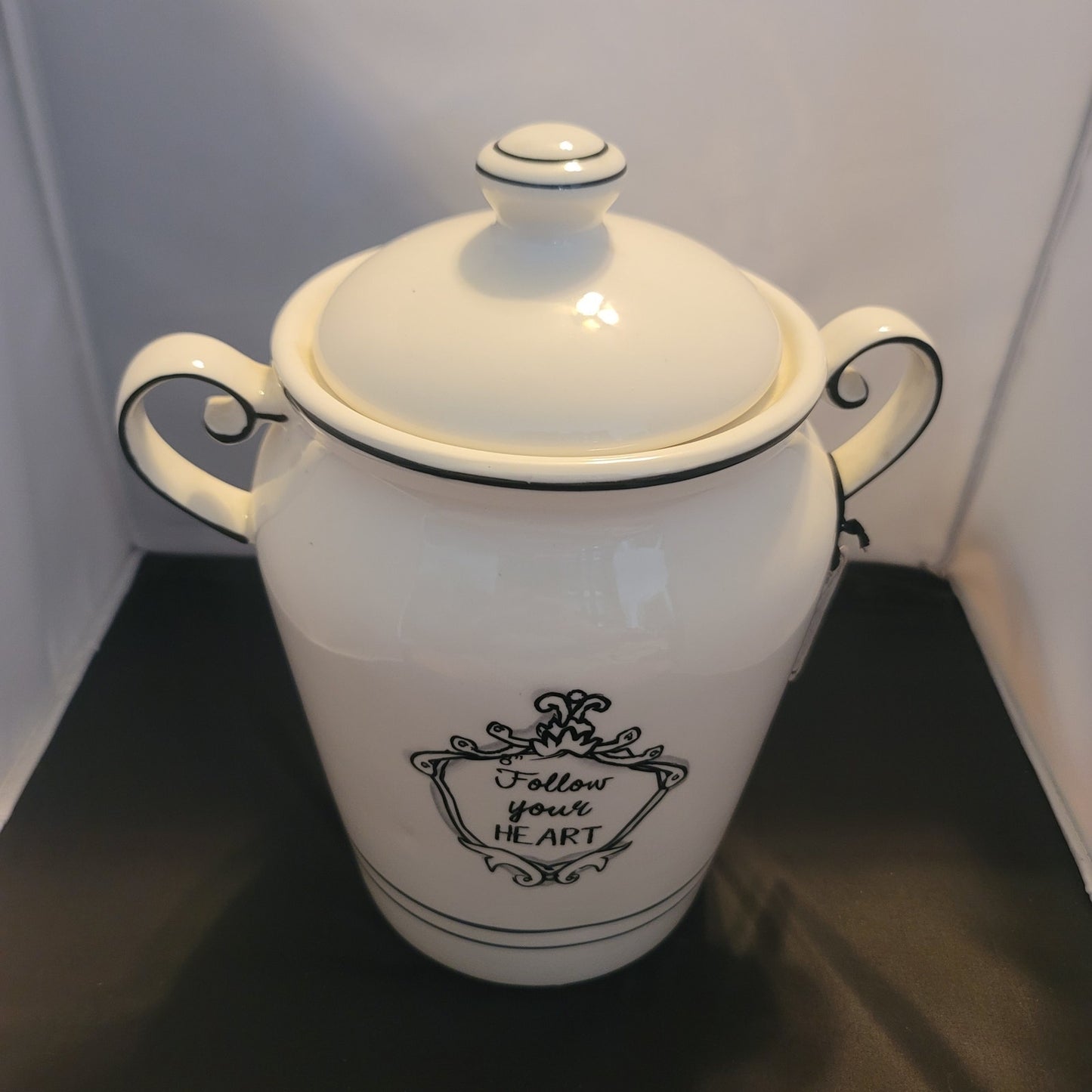 Katie Mandy Ceramic Follow Your Heart Canister Jar Shabby Chic French Country